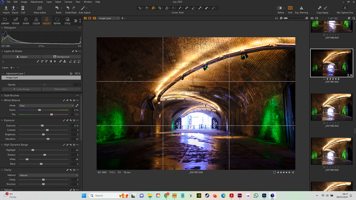 Work in progress in Capture One