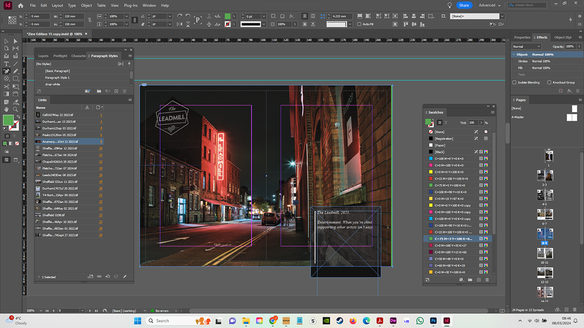 Work in progress in InDesign