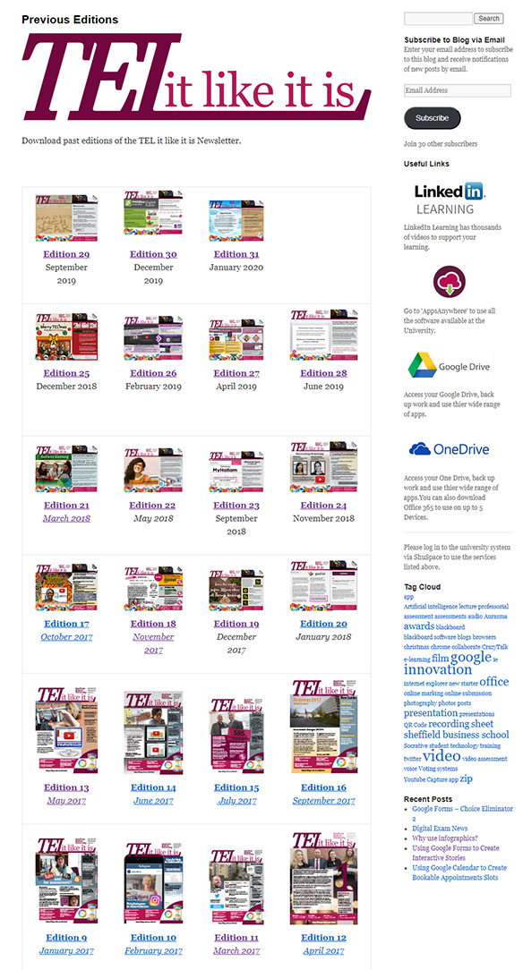 TEL it like it is newsletter