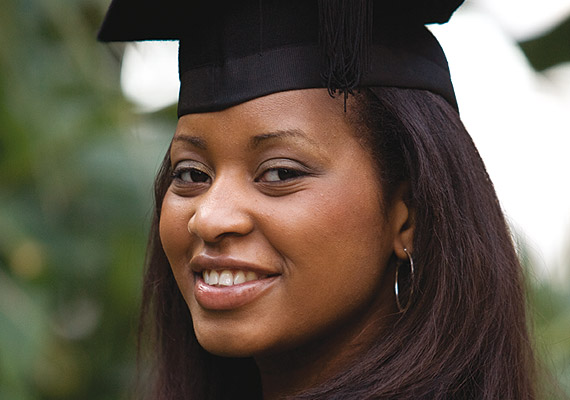 A student at their graduation ceremony.